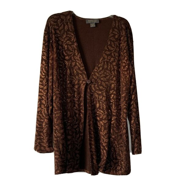 Lane Bryant 14 16 Top Glitter Cardigan for layering Brown Glitter - Picture 1 of 3